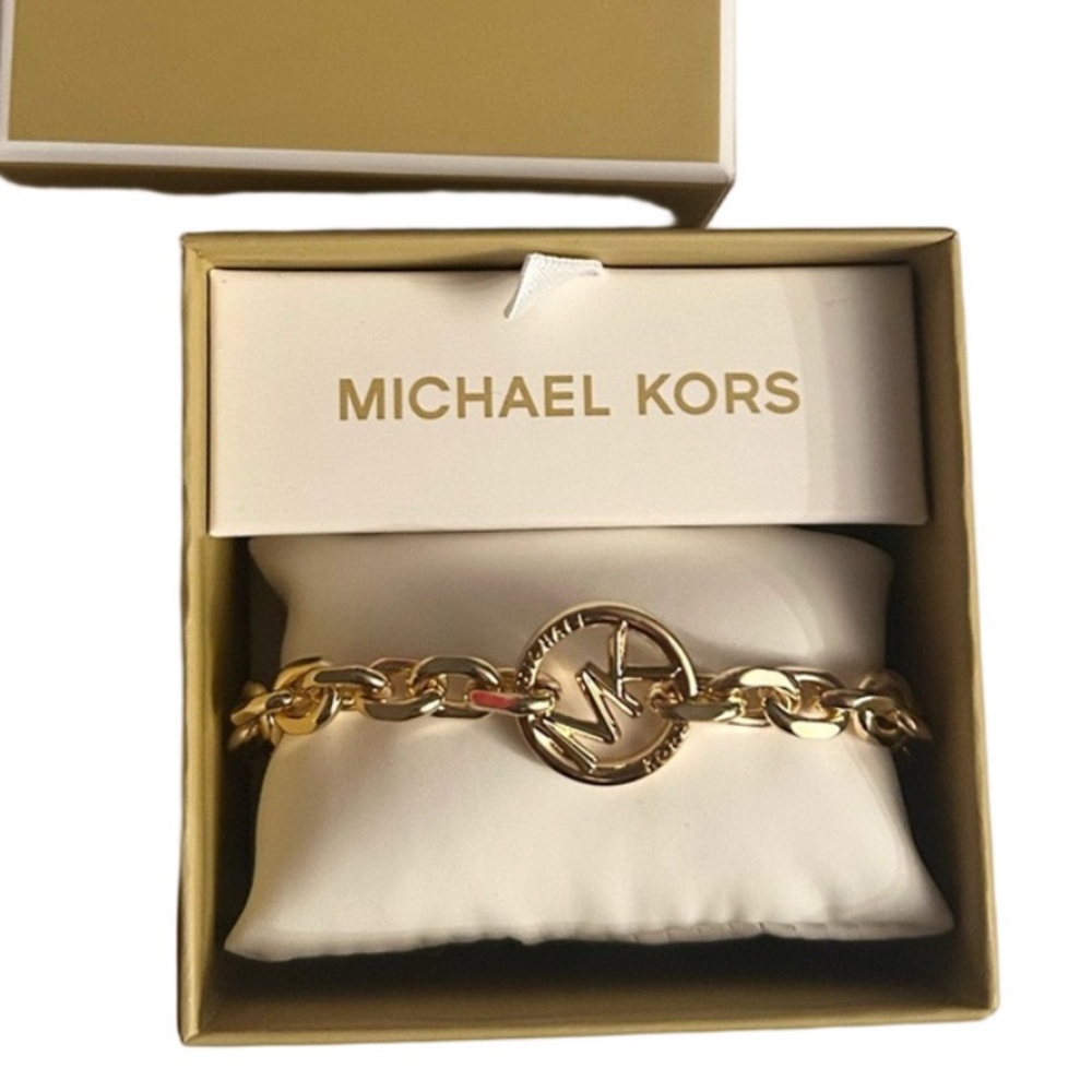 Michael Kors MK Round Chain Link Bracelet Gold-Tone NWT